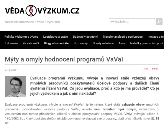 Mýty a omyly hodnocení programů VaVaI