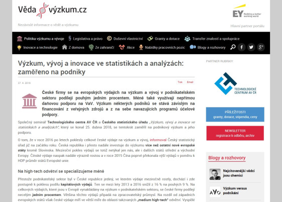 Výzkum, vývoj a inovace ve statistikách a analýzách: zaměřeno na podniky