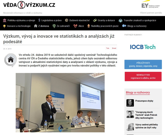 Výzkum, vývoj a inovace ve statistikách a analýzách již podesáté