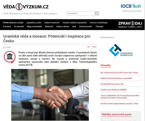 Izraelská věda a inovace: Potenciál i inspirace pro Česko