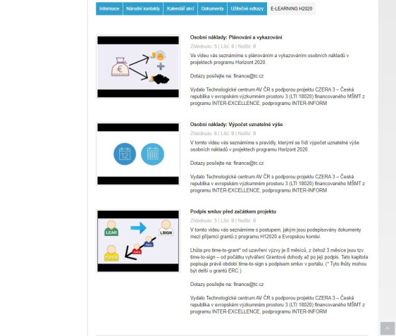 Tři nová videa z dílny E-learning H2020