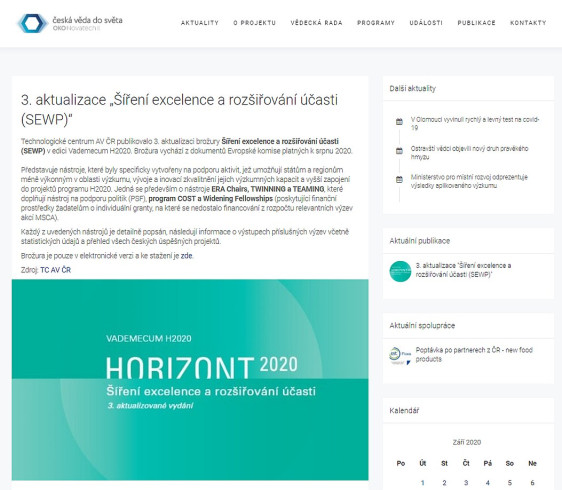 3. aktualizace „Šíření excelence a rozšiřování účasti (SEWP)“