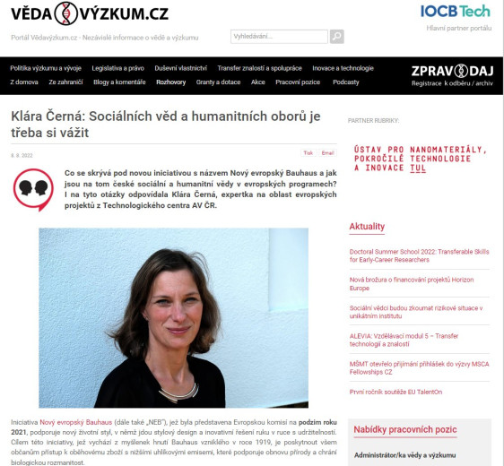 Klára Černá: Sociálních věd a humanitních oborů je třeba si vážit
